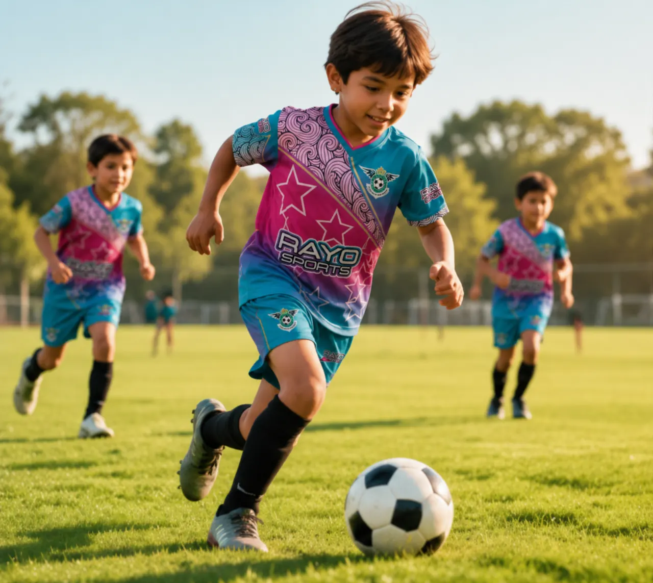 Niños jugando fútbol durante una práctica